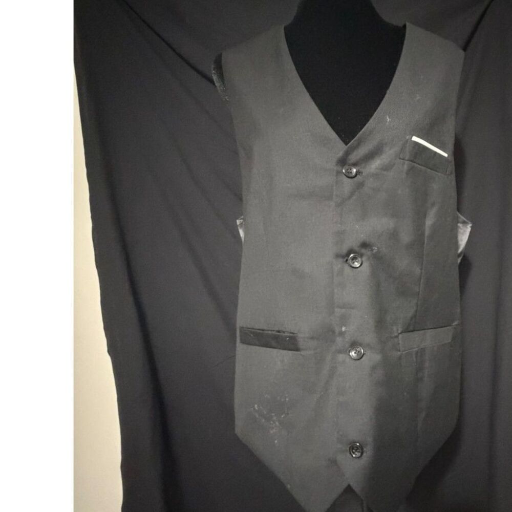 #341 - Wangyue Mens M Black Vest Waistcoat W-7008